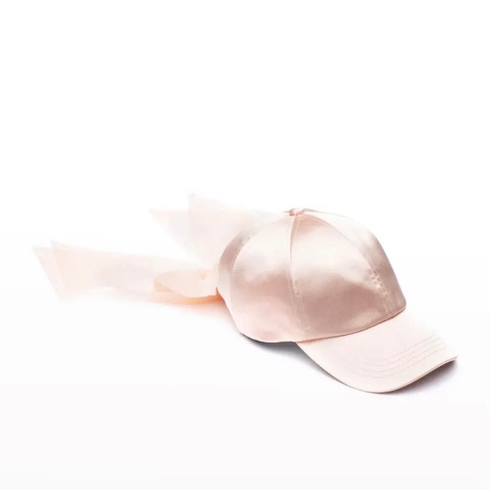 Eugenia Kim Lauren Bow Satin Baseball Cap Light Pink - Picture 2 of 4